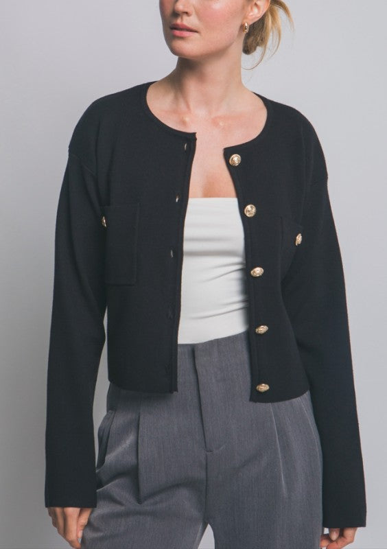 IVY - GOLD BUTTON CARDIGAN