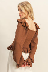 ROMANTIC KNIT RUFFLE TOP