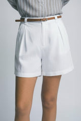 LINEN - BELTED SHORT