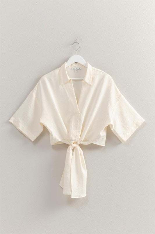 TIE FRONT S/S BLOUSE