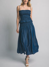 BLUPEPPER - SMOCKED MIDI SKIRT