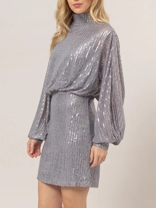 BLUIVY - SEQ. MOCK L/S DRESS