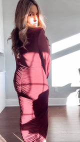 BIANCA - LONG SLEEVE ROUSH MESH DRESS