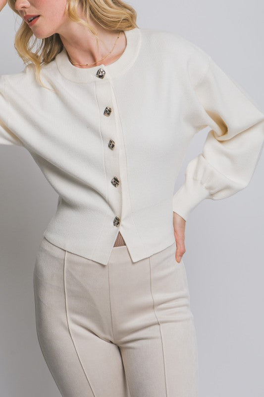 NOVELTY BUTTON CARDIGAN