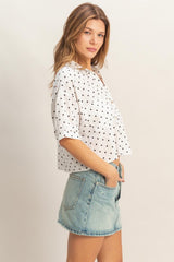 DOT CROP POCKET SHIRT