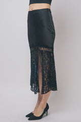 SATIN LACE BOTTOM TRUMPET SKIRT