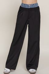 CONTRAST DENIM WAIST TROUSER