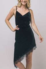 AVA - VELVET ASSYMETRICAL DRESS