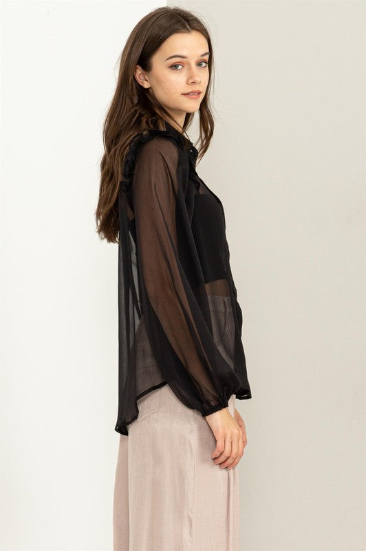 YYDGH Women's Casual Shirred V-Neck Top Ruffle Short Sleeve Shirts