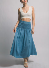 BLUPEPPER - SMOCKED MIDI SKIRT