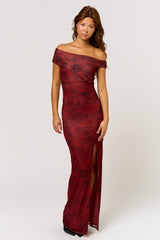 PORTO - BORDEAU PRINT MESH DRESS