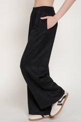 ELASTIC WAIST FAUX SUEDE PANTS