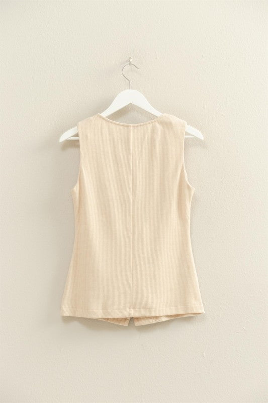 BRUSHED KNIT LONGLINE VEST