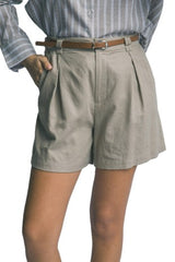 LINEN - BELTED SHORT