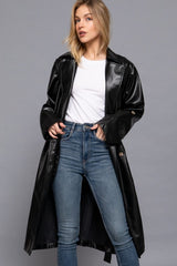 FAUX LEATHER TRENCH COAT