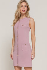 COCO - SLEEVELESS KNIT BUTTON DRESS