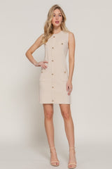 COCO - SLEEVELESS KNIT BUTTON DRESS