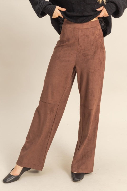FAUX SUEDE WIDE LEG PANT