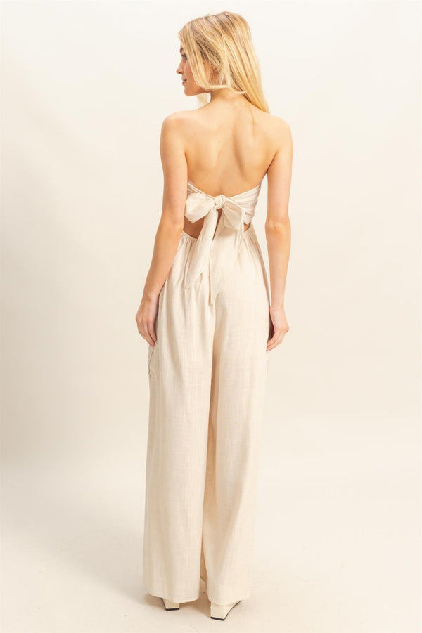 ORI - TUBE LINEN TIE BACK JUMPSUIT