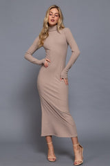 TNECK RIBBED MIDI DRESS