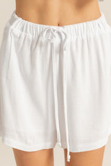 LOUNGE - LINEN BLEND DRAWSTRING SHORTS