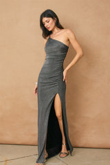 NAOMI - SILVER GLITTER MAXI DRESS