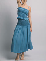 BLUPEPPER - SMOCKED MIDI SKIRT