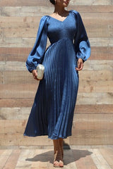 AVA - VNECK SATIN SMOCK DRESS