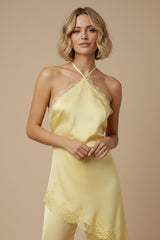 AQUI - SATIN LACE HALTER JUMPSUIT