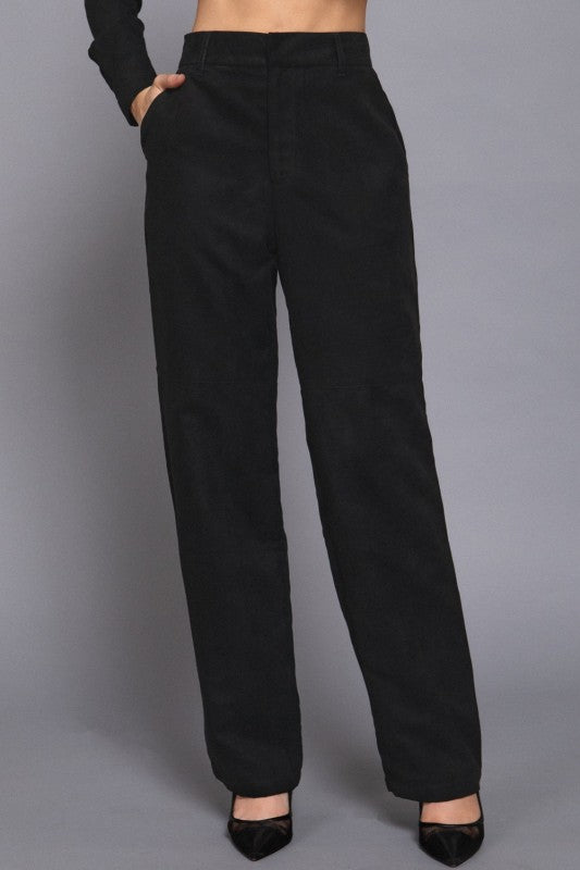 FAUX SUEDE STRAIGHT LEG PANT