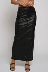 METALLIC PU MAXI SKIRT