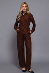 FAUX SUEDE STRAIGHT LEG PANT