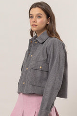 KATE - HERRINGBONE CROP JACKET