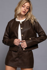 GOLD BUTTON CROP JACKET