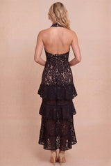 PAZ - HALTER LACE TIERED DRESS