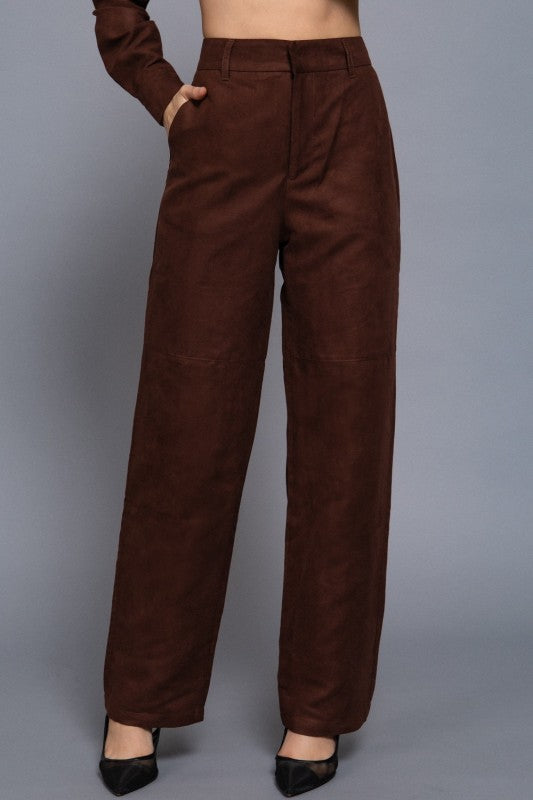 FAUX SUEDE STRAIGHT LEG PANT