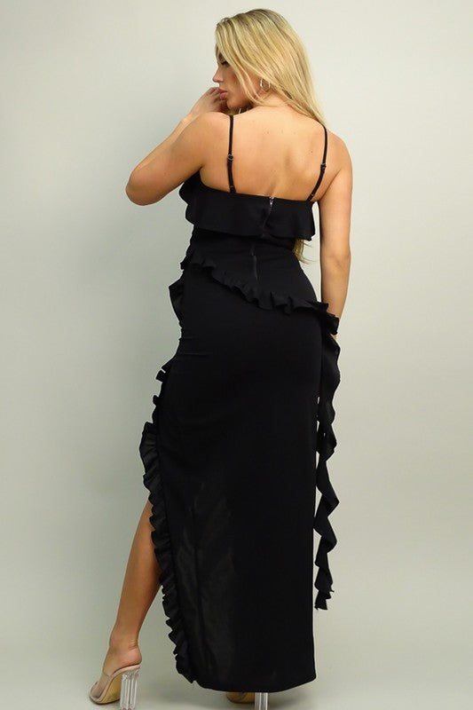 MILAN - TECHNO RUFFLE MAXI DRESS