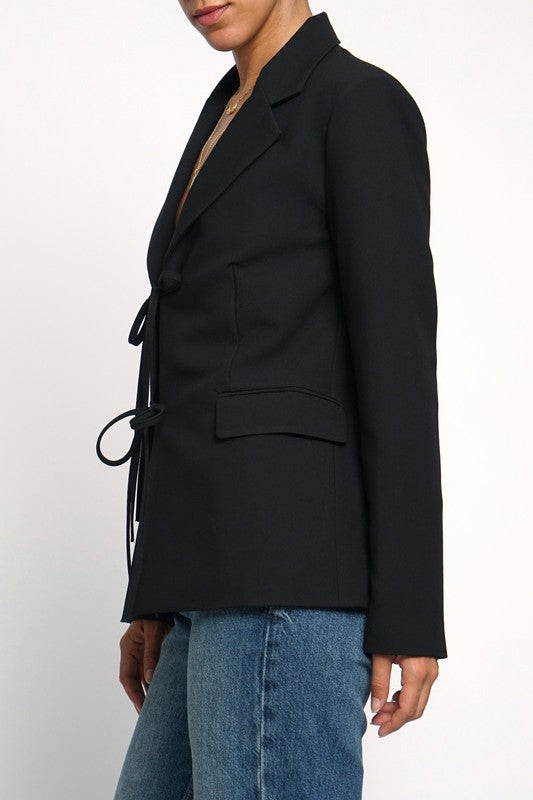 TIE FRONT LINED BLAZER