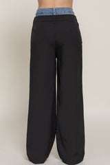 CONTRAST DENIM WAIST TROUSER