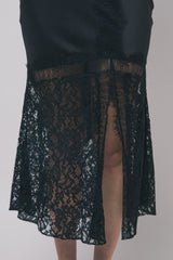 SATIN LACE BOTTOM TRUMPET SKIRT