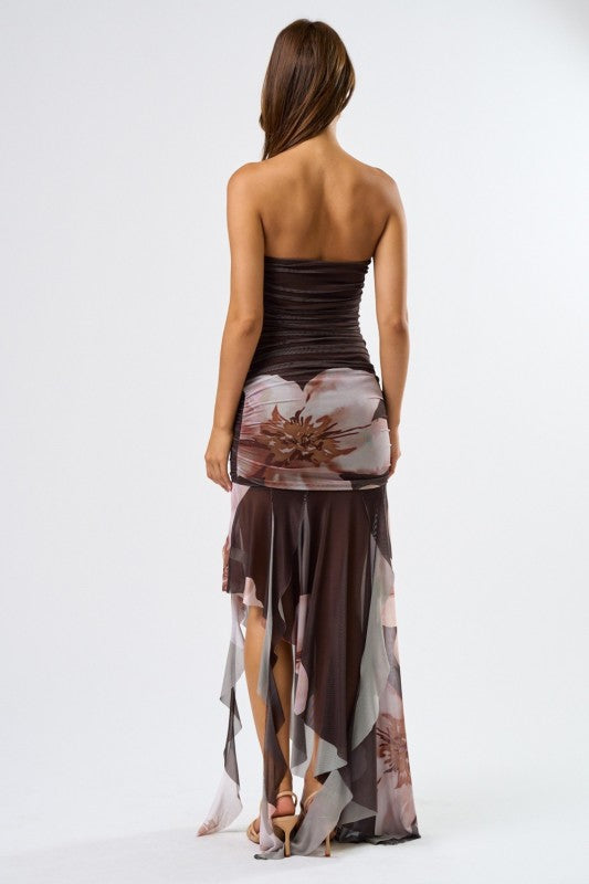 NICOLE - TUBE FLORAL MESH DRESS