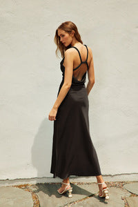 KATIE - SATIN ROPE BACK MAXI DRESS