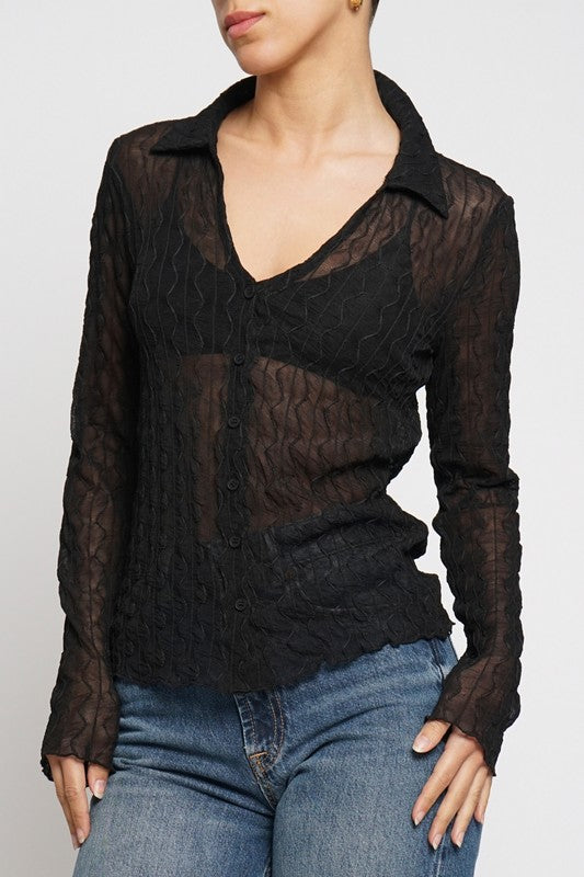 TEXTURED MESH SHIRT