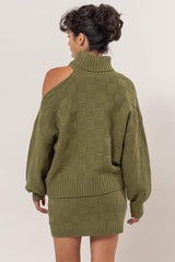 CARA - BASKETWEAVE OPEN SHOULDER SWEATER