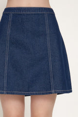 KATE - DENIM FLARE MINI SKIRT