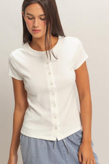 SHORT SLEEVE BUTTON CARDIGAN