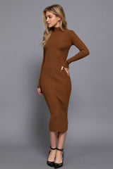HI NECK RIBBED SWEATER DRESS