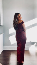 PORTO - BORDEAU PRINT MESH DRESS