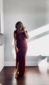 PORTO - BORDEAU PRINT MESH DRESS