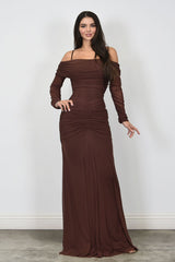 RED CARPET - MESH OFF SHOULDER GOWN